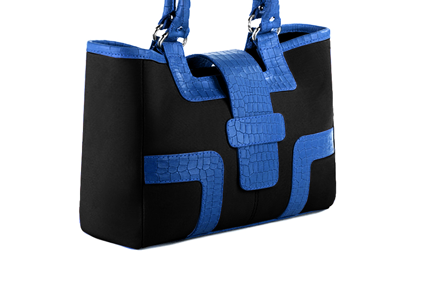 Handcrafted women's luxurious elegant handbag in premium matt black and electric blue leather. Perfect for elevated everyday style.   
                Choose from our luxurious collections of leather and fabric to perfectly match your handbags to your outfits.
